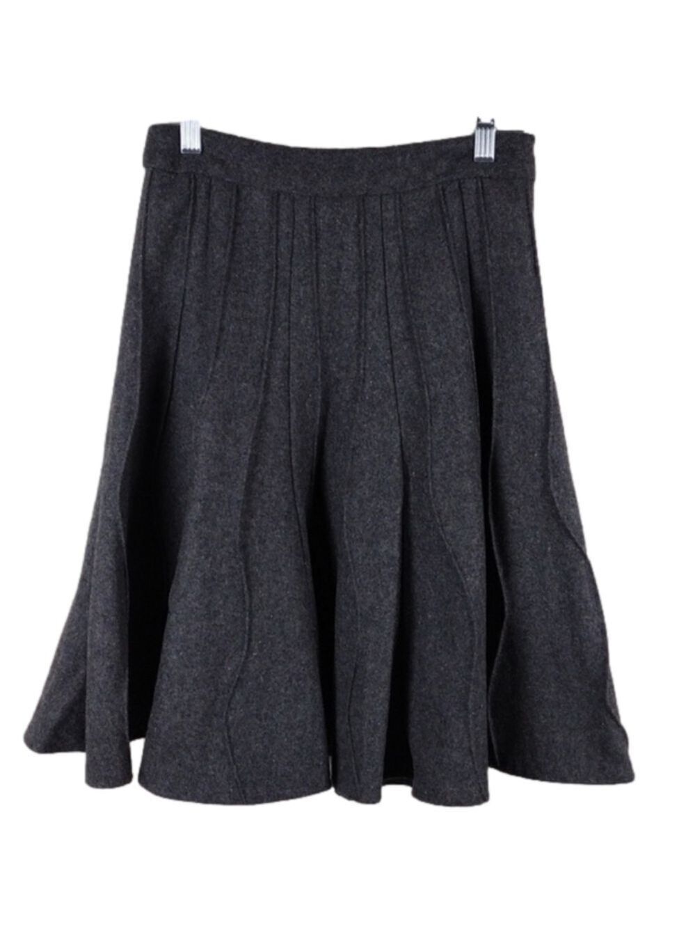 Odds' n Evens Vintage Gray Wool Blend Side Zip Above Knee Pleated Circle Skirt
